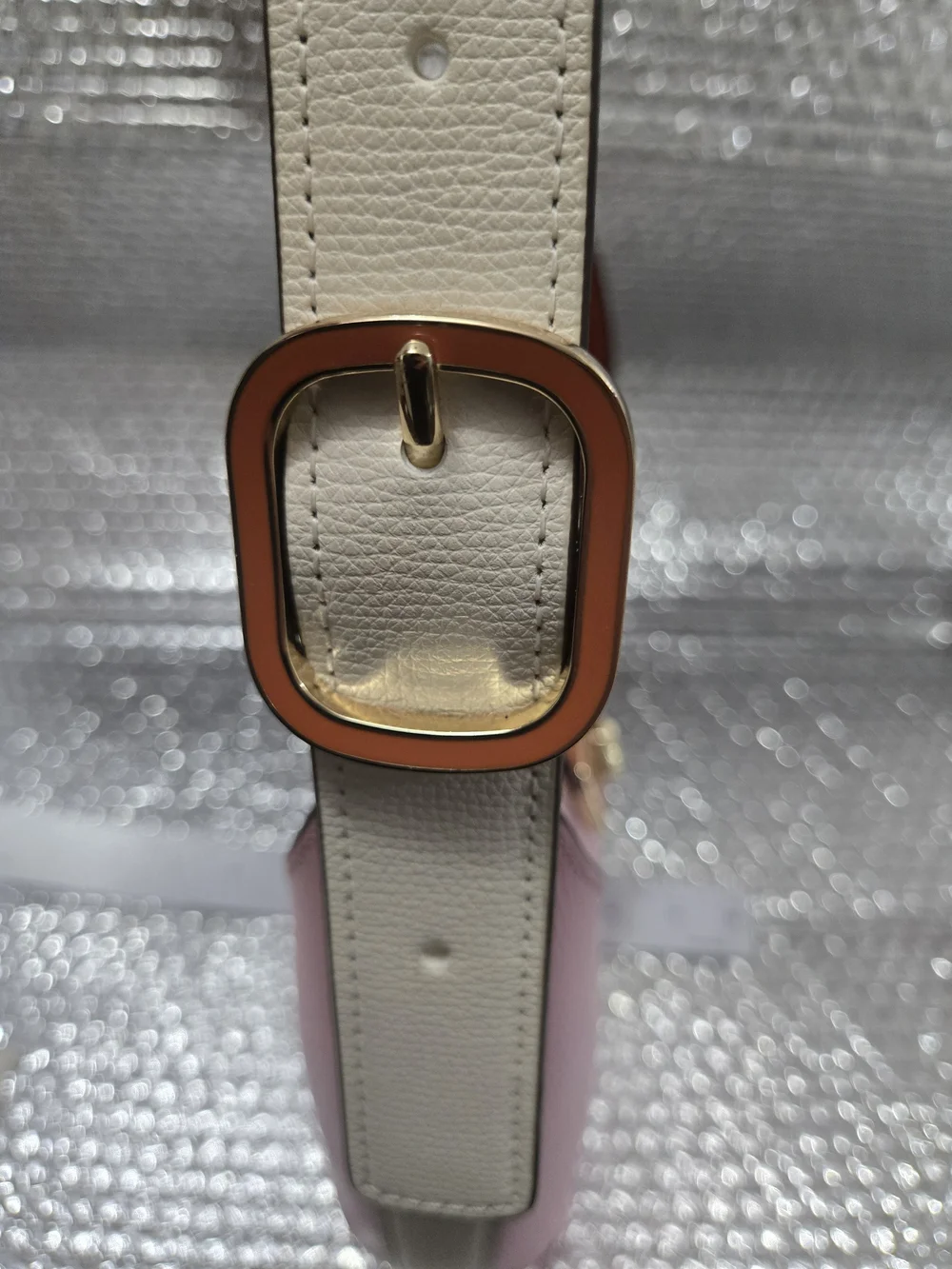 Kate Spade  Pink Leather Shoulder Bag with Orange/ Off White Accent